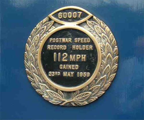 #60007s Post War II speed plaque 112 MPH