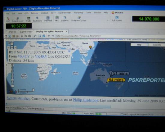 VK4RV receiving PSK31 data as remote logger - HRD programme