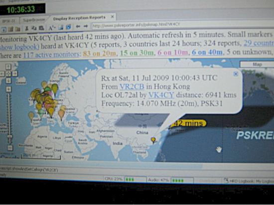 PSK31 with HRD programme in use